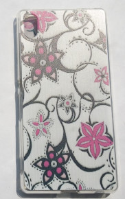 Силиконов гръб ТПУ за Sony Xperia Z4 / Xperia Z3 + бял с розови цветя